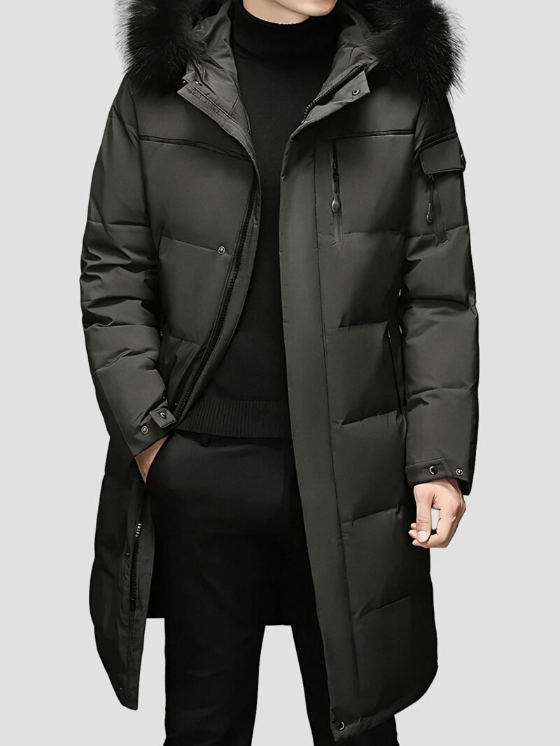 men's long winter down jacket