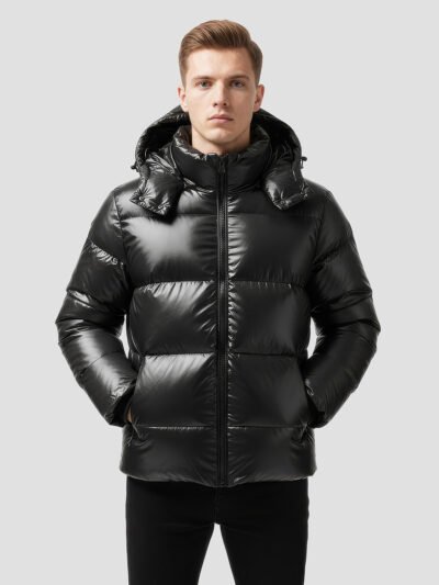 men's shiny quilted down jacket