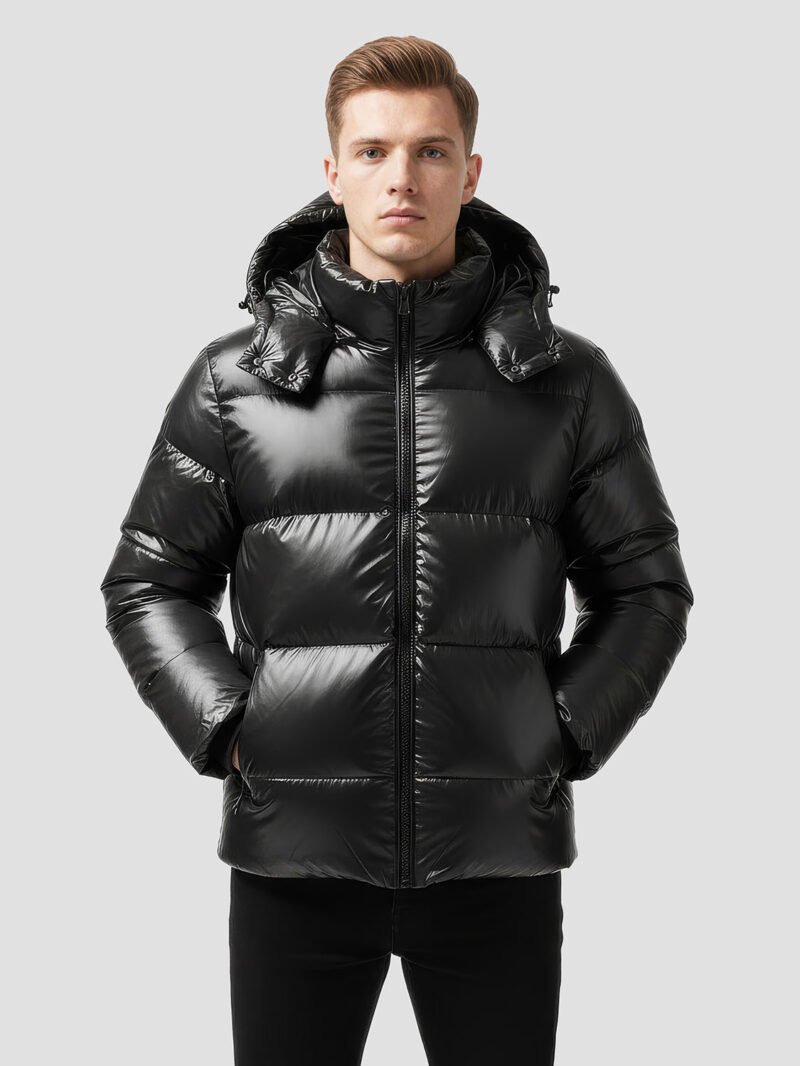men's shiny quilted down jacket