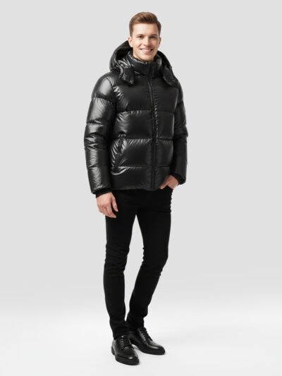 men's shiny quilted down jacket