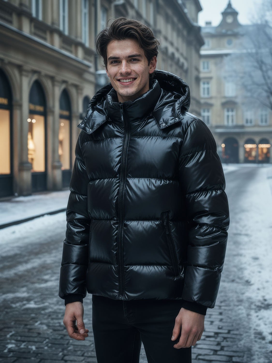 SHINYMAT – Doudoune matelassée brillante homme 5 men's shiny quilted down jacket