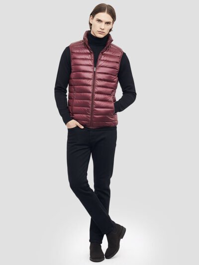 men's shiny sleeveless down jacket