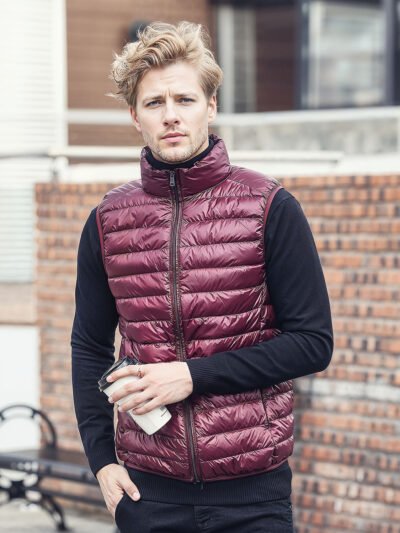 men's shiny sleeveless down jacket