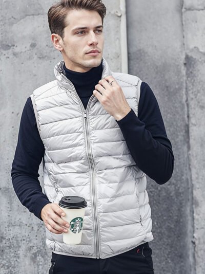 men's shiny sleeveless down jacket