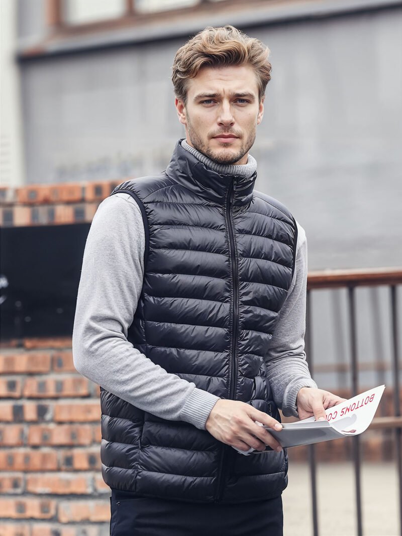 men's shiny sleeveless down jacket