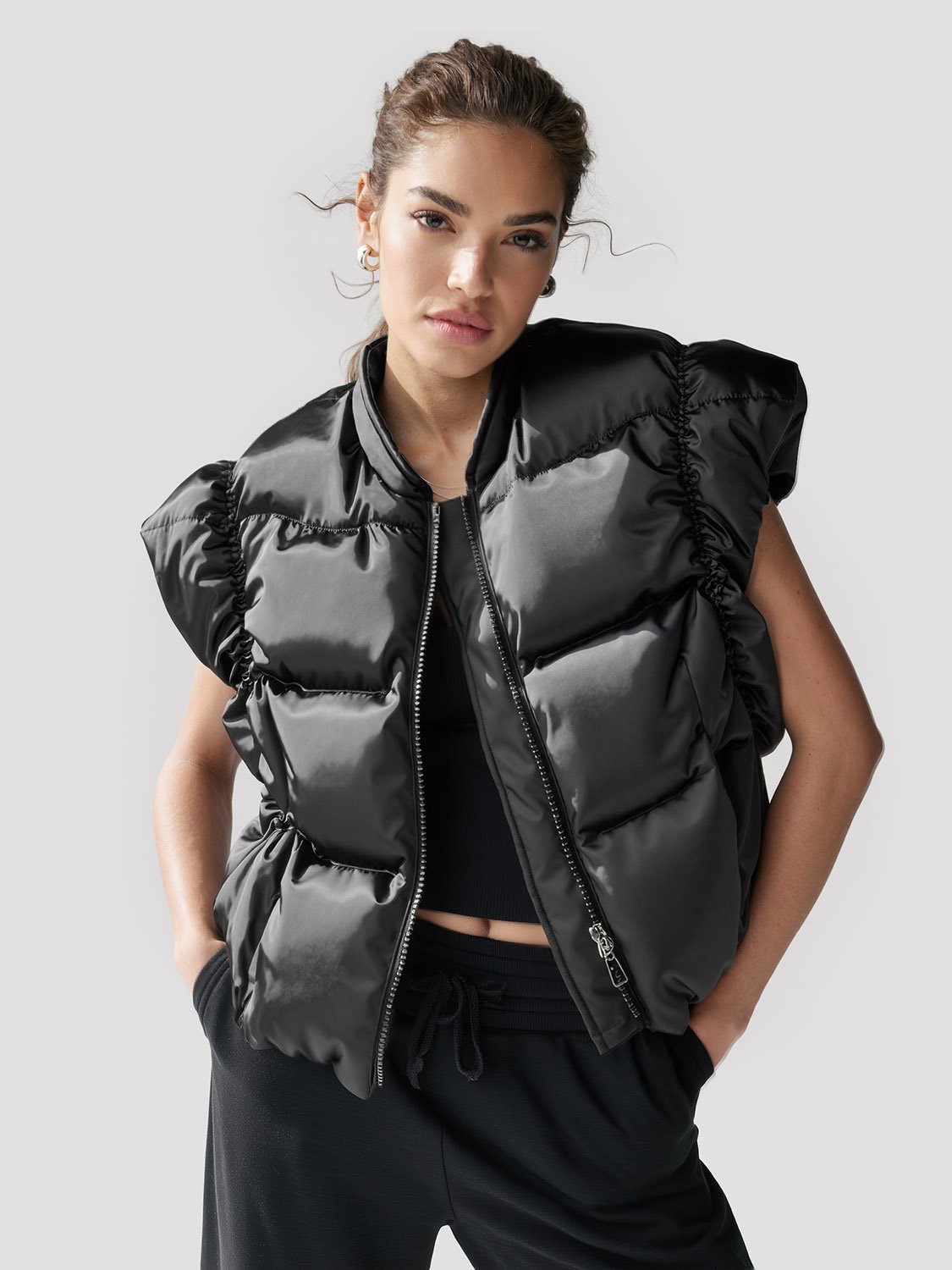 Gilet Sans Manches Femme Hiver - En Molleton Doudoune, Chaud Et Long - Style Débardeur Grande Taille Pour L'automne/hiver