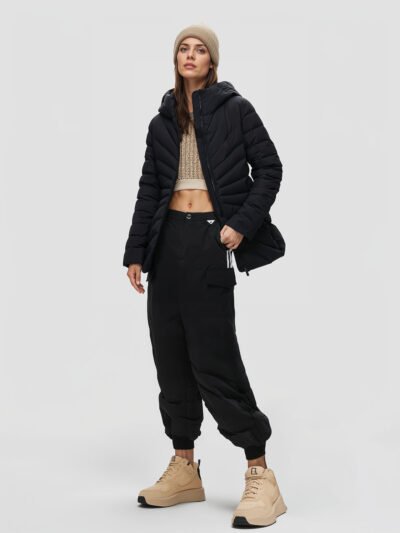 women's black quilted down jacket