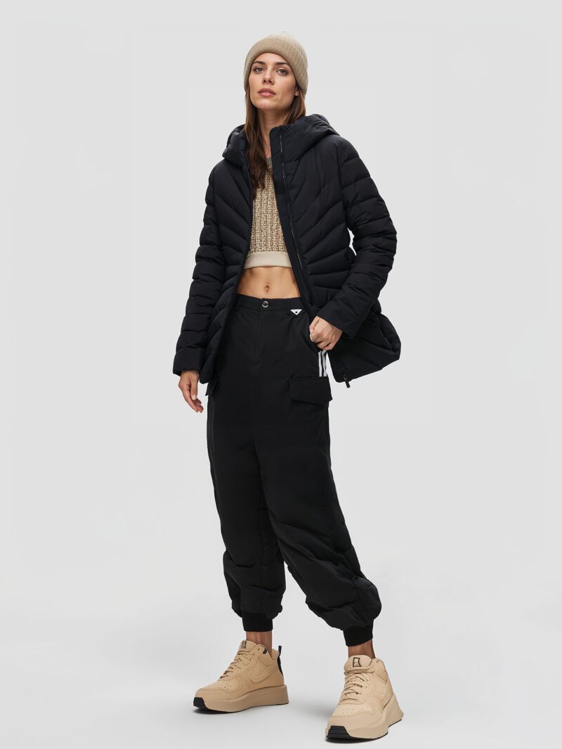 women's black quilted down jacket