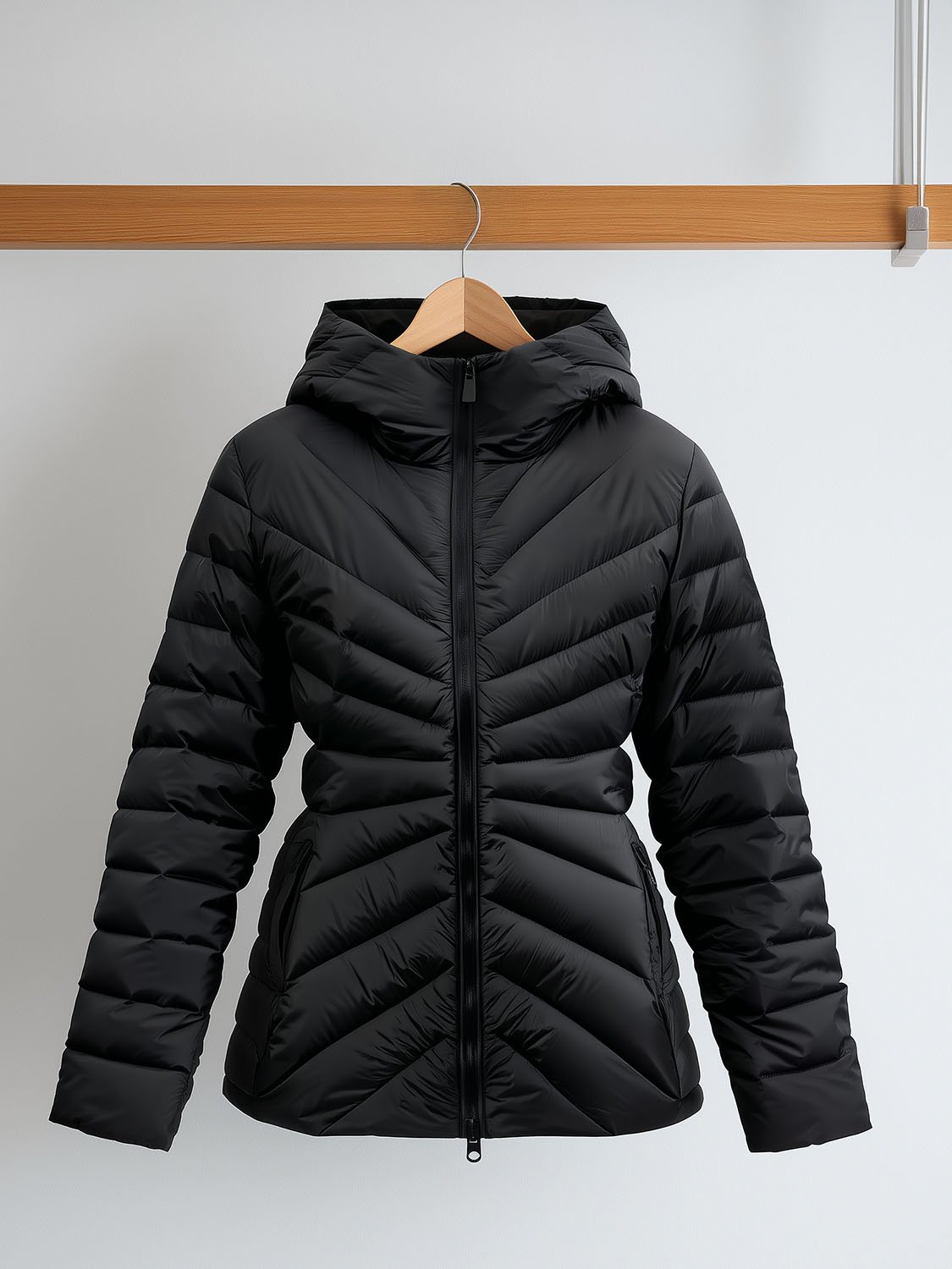 women's black quilted down jacket