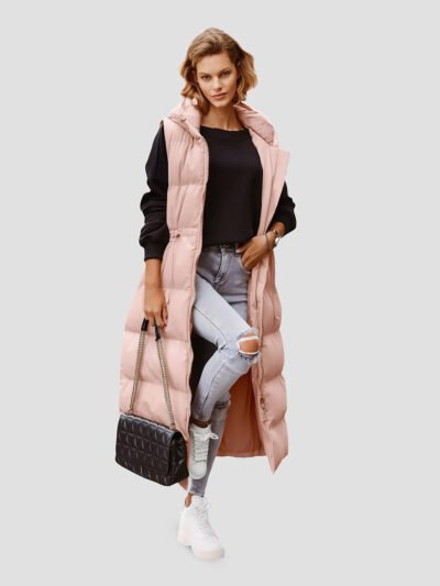 Women's extra long sleeveless down jacket