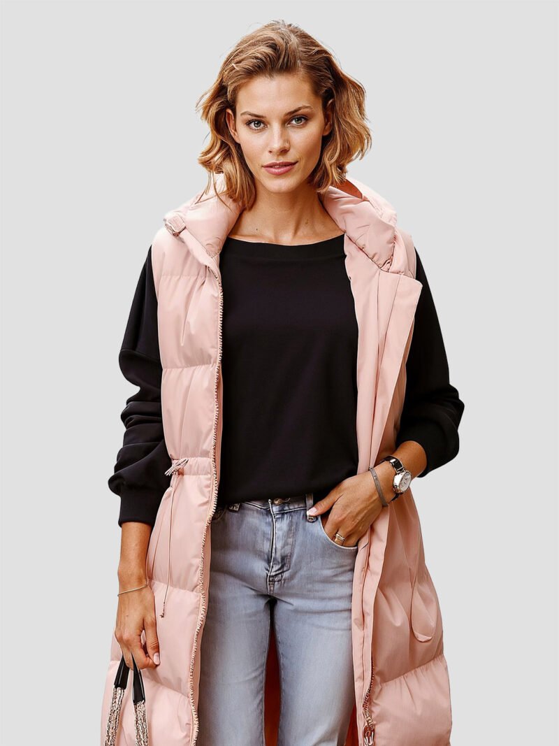Women's extra long sleeveless down jacket