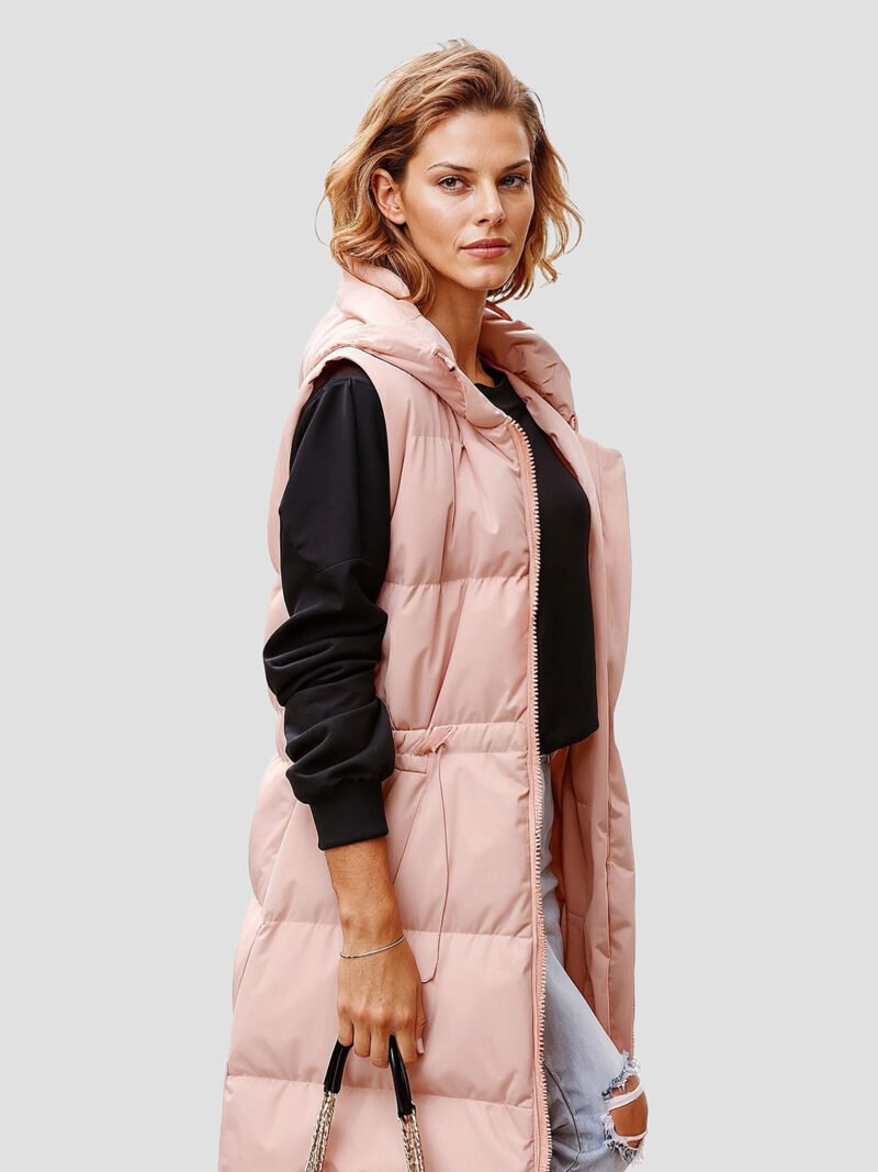Women's extra long sleeveless down jacket