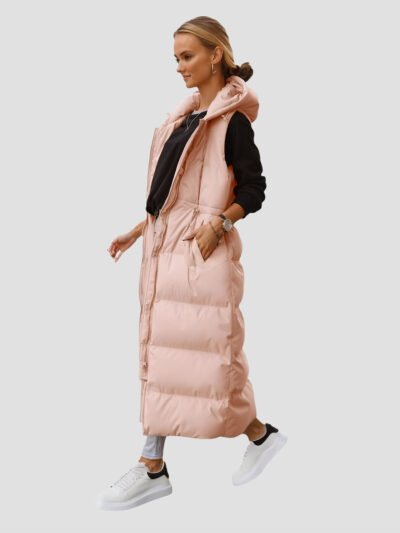 Women's extra long sleeveless down jacket