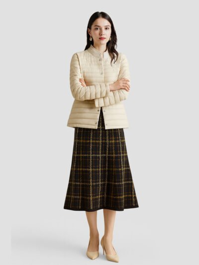 women's lightweight beige down jacket