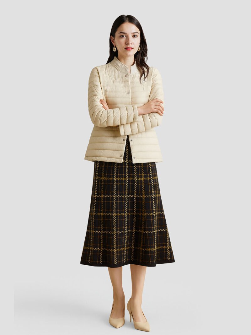women's lightweight beige down jacket