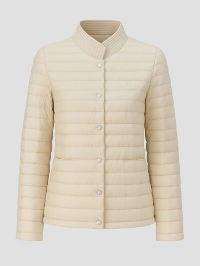 women's lightweight beige down jacket