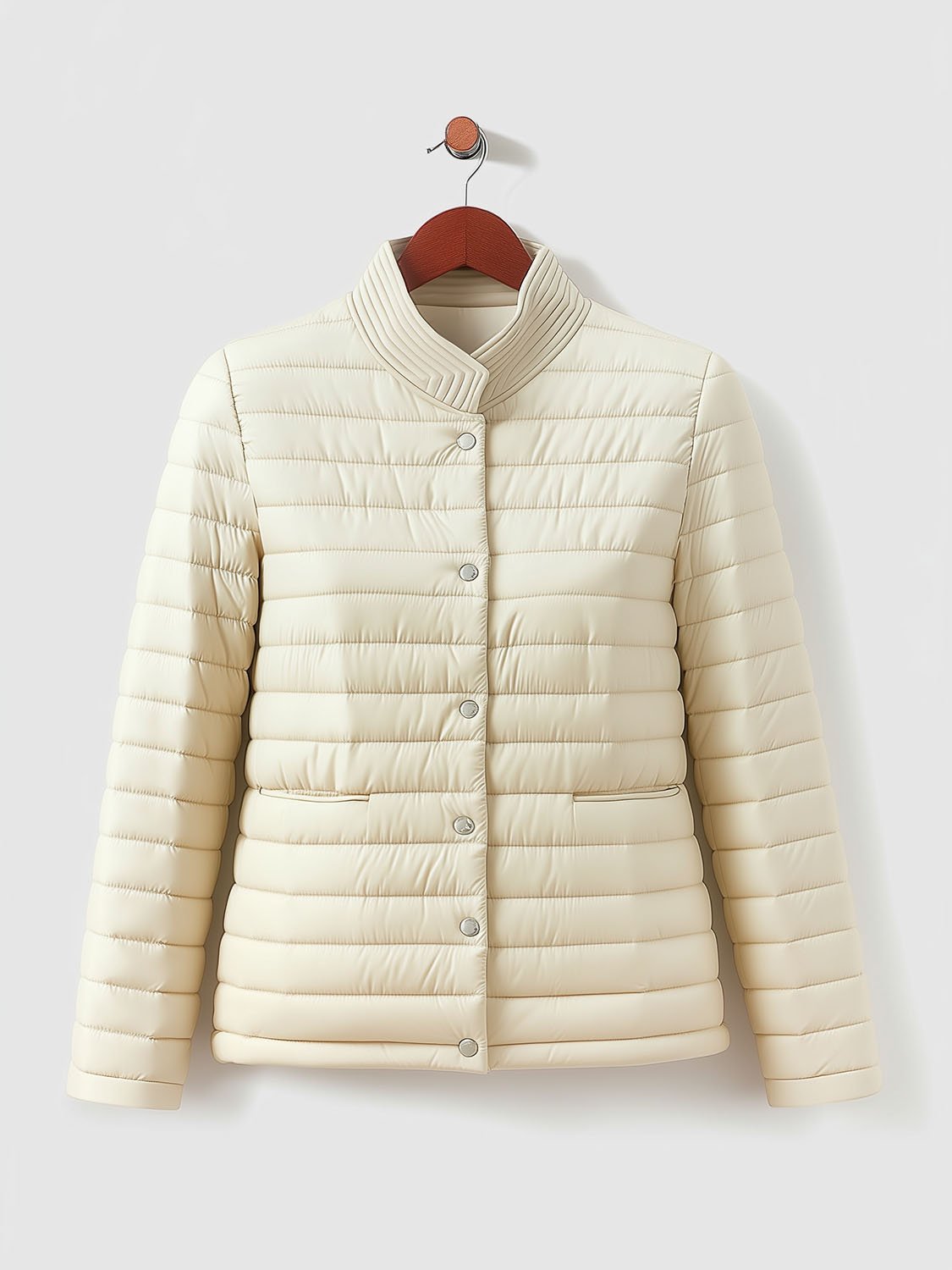 women's lightweight beige down jacket