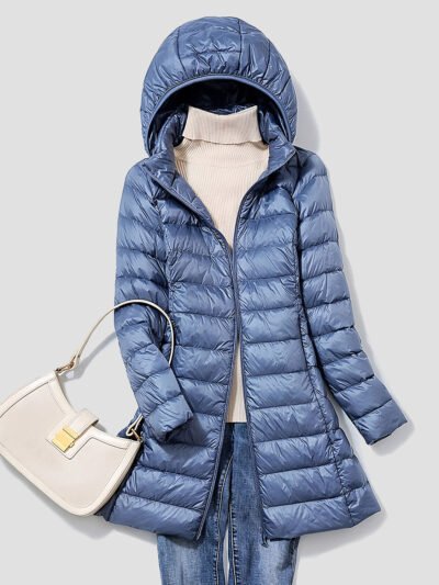 women's lightweight long down jacket