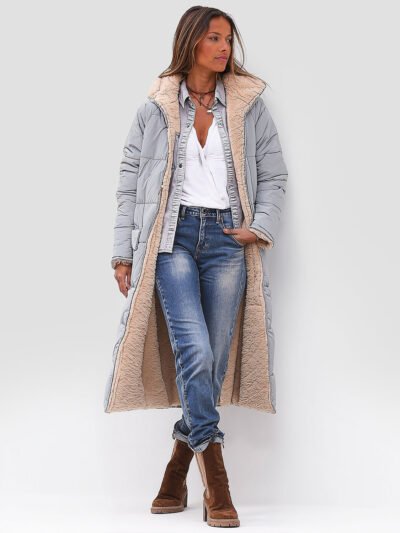 women's long quilted down jacket