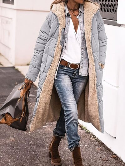 women's long quilted down jacket
