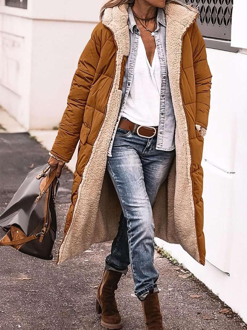 women's long quilted down jacket