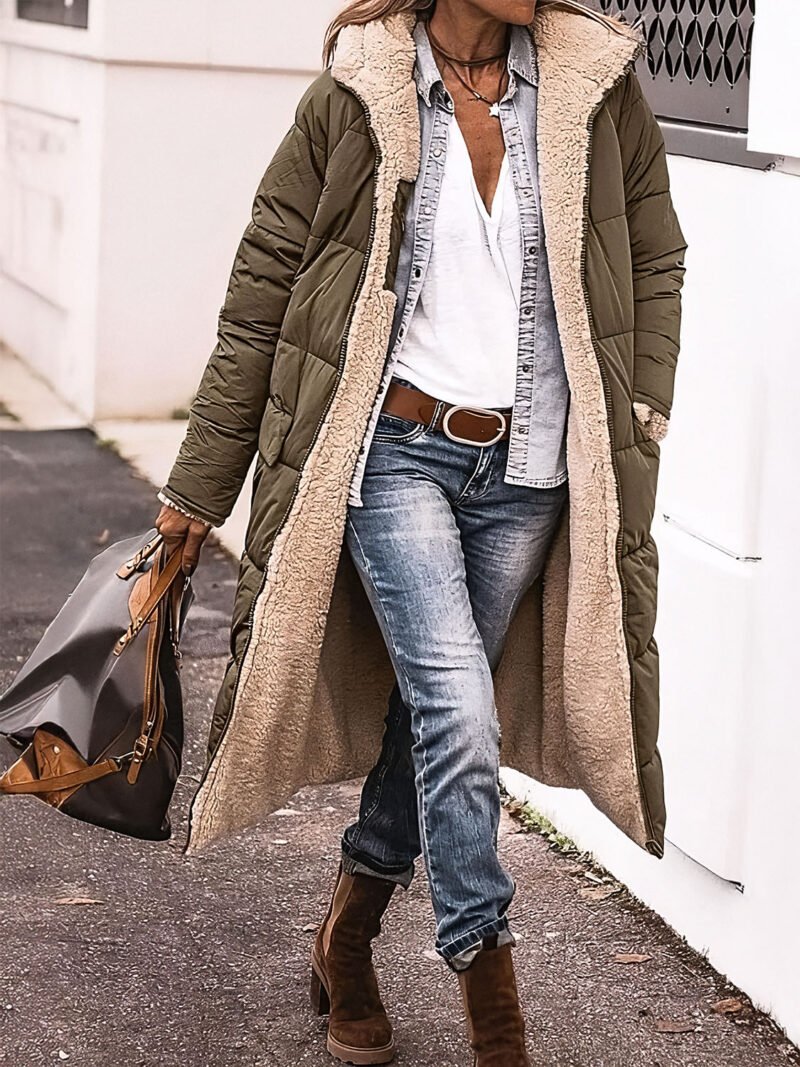 women's long quilted down jacket