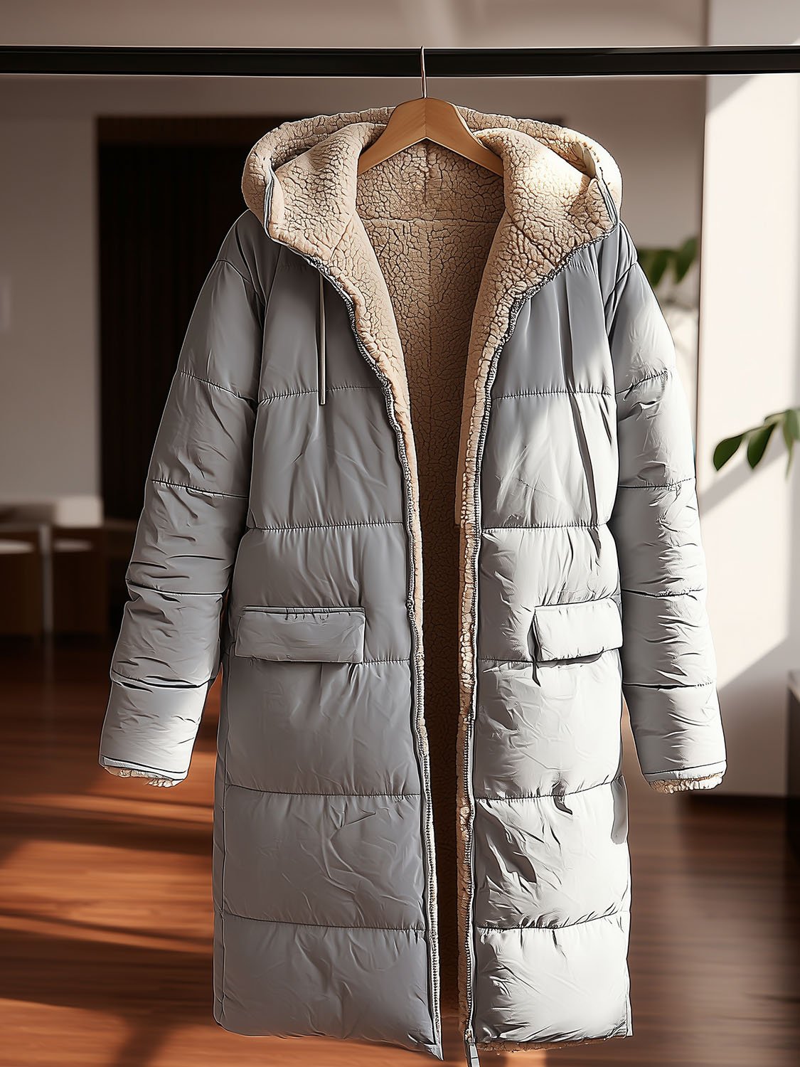 women's long quilted down jacket