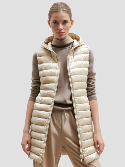 women's long sleeveless down jacket