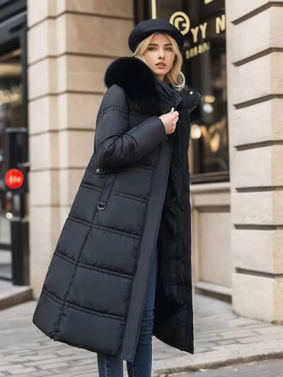 women's long winter down jacket