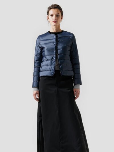 women's navy blue lightweight down jacket