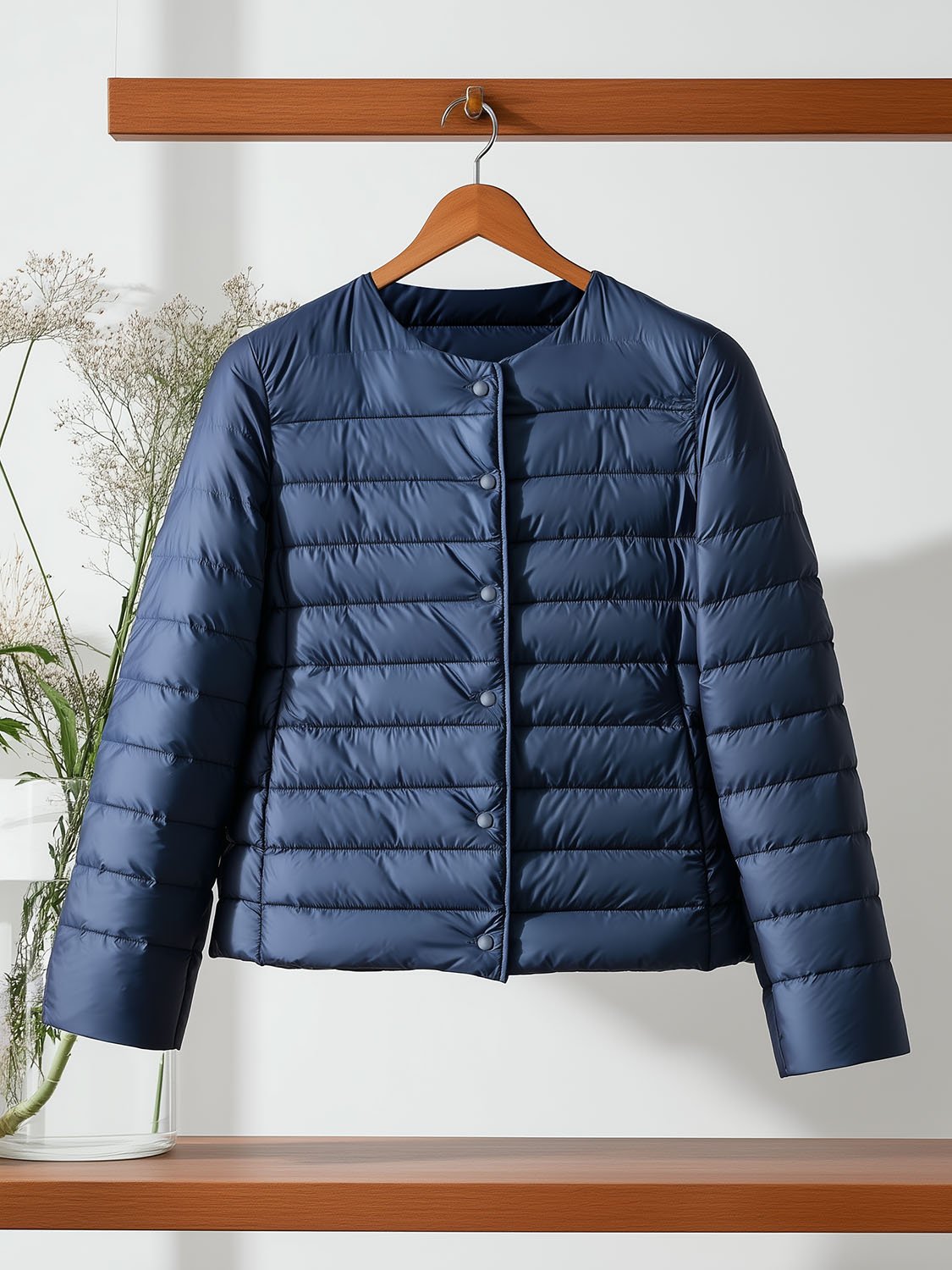 women's navy blue lightweight down jacket
