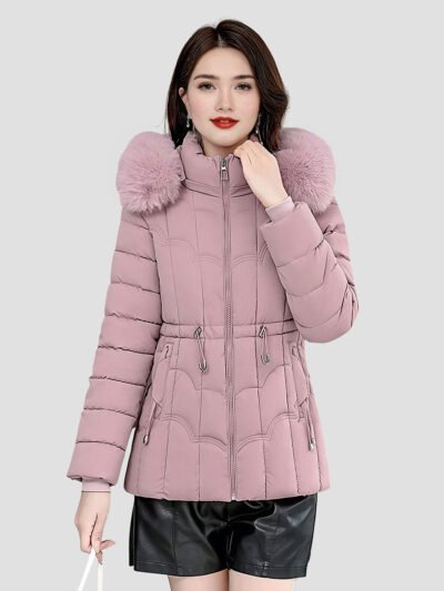 women's short fur down jacket