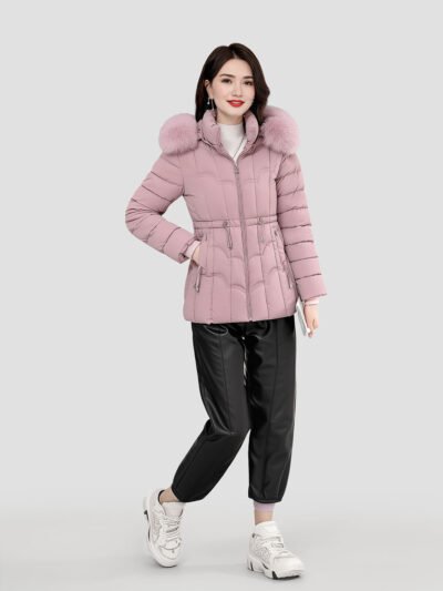 women's short fur down jacket