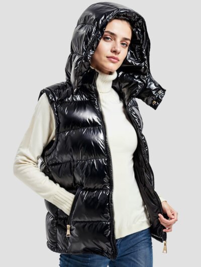 black women's sleeveless down jacket