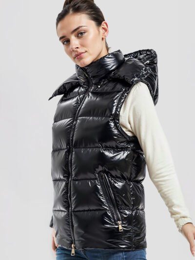 black women's sleeveless down jacket