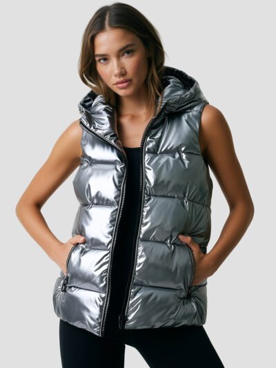 women's sleeveless down jacket with hood