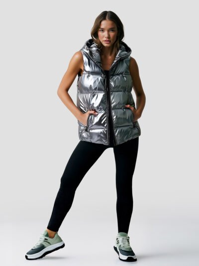 women's sleeveless down jacket with hood