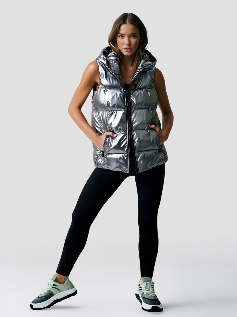 women's sleeveless down jacket with hood