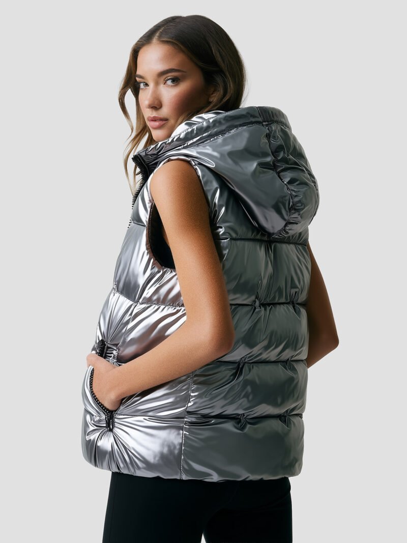 women's sleeveless down jacket with hood