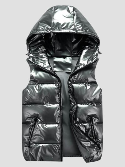 women's sleeveless down jacket with hood