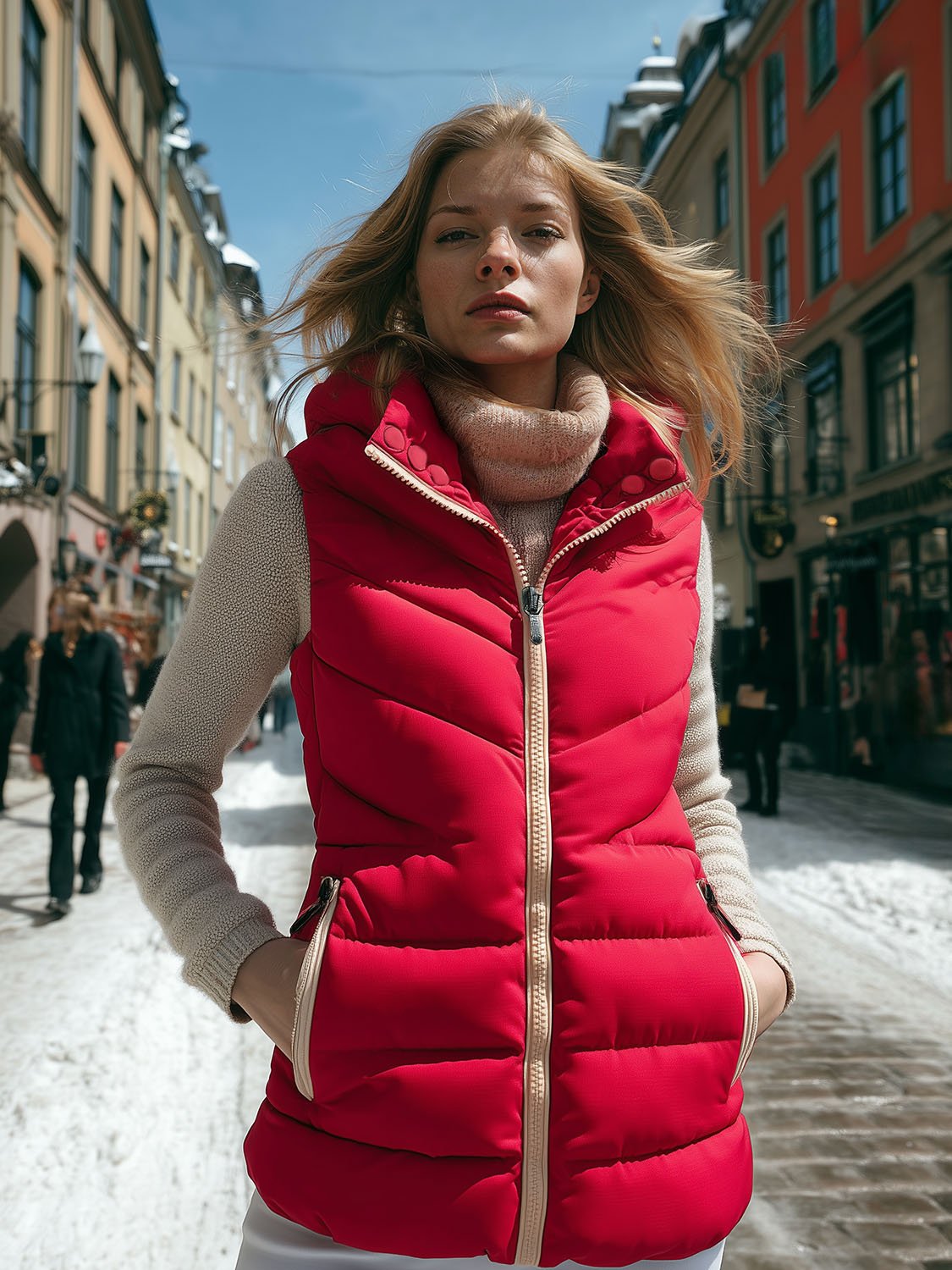 women's sleeveless riding down jacket