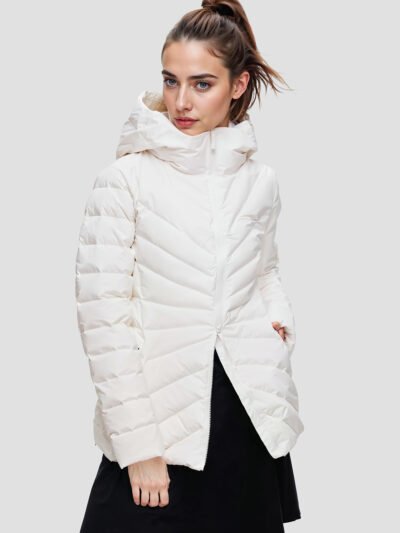 women's white quilted down jacket