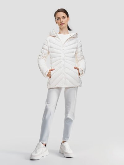 women's white quilted down jacket