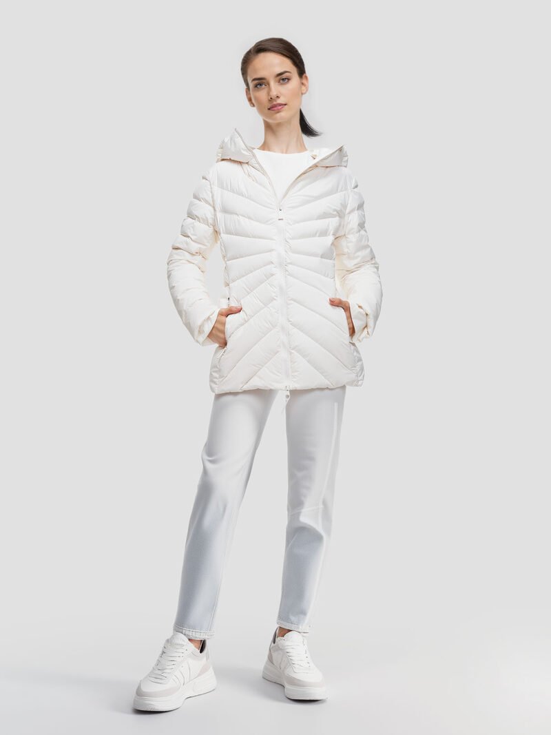 women's white quilted down jacket