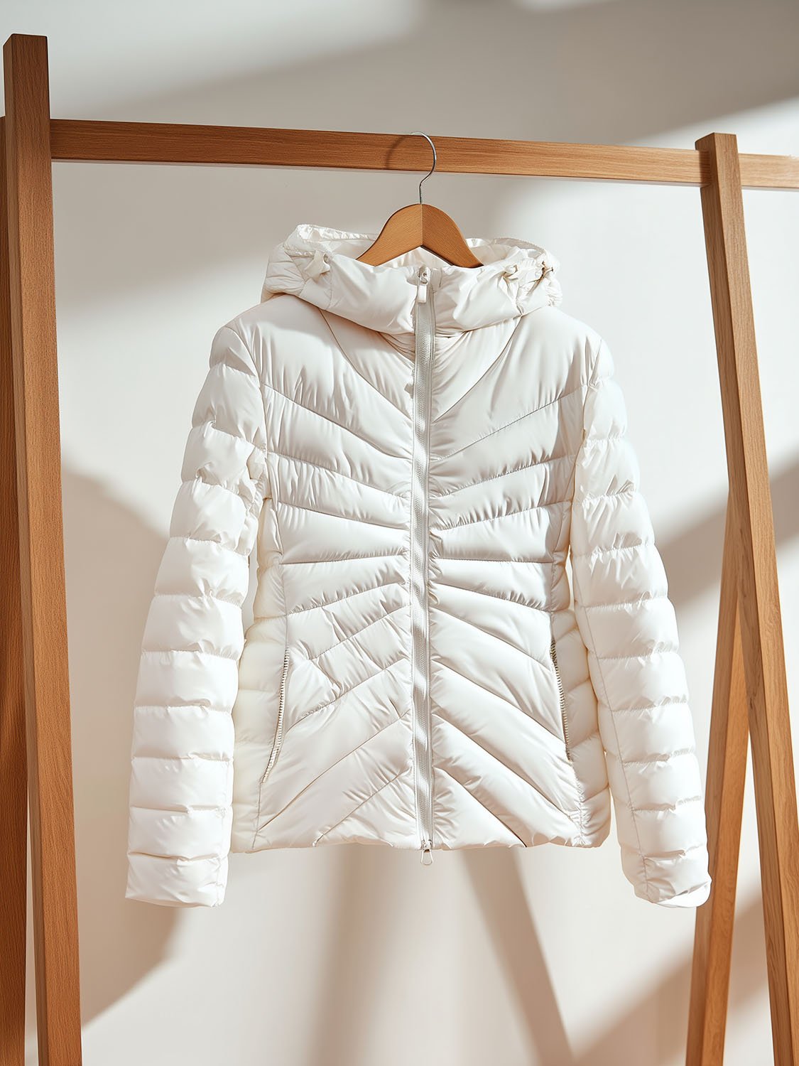 women's white quilted down jacket