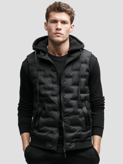 men's sleeveless down jacket with hood