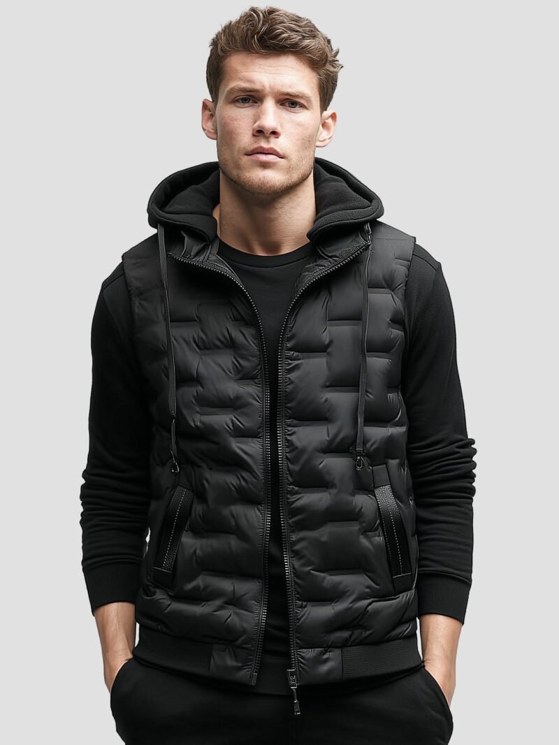 men's sleeveless down jacket with hood