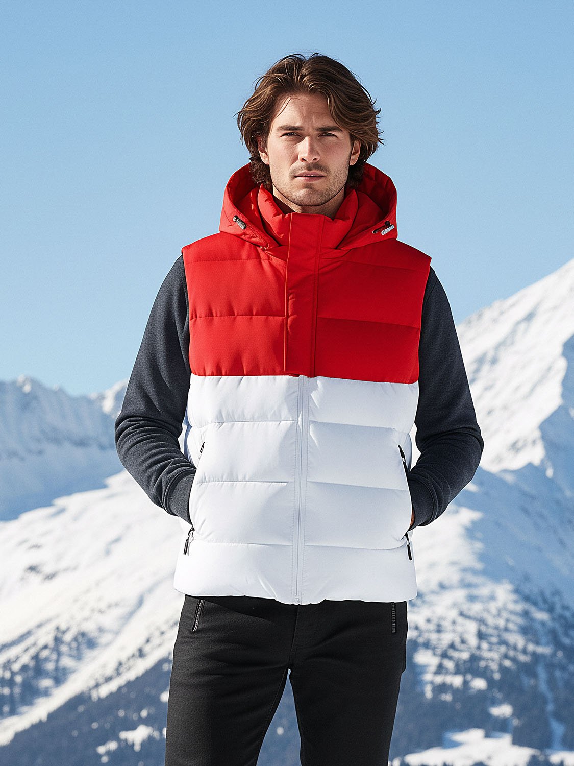 Men's Two-Tone Sleeveless Down Jacket