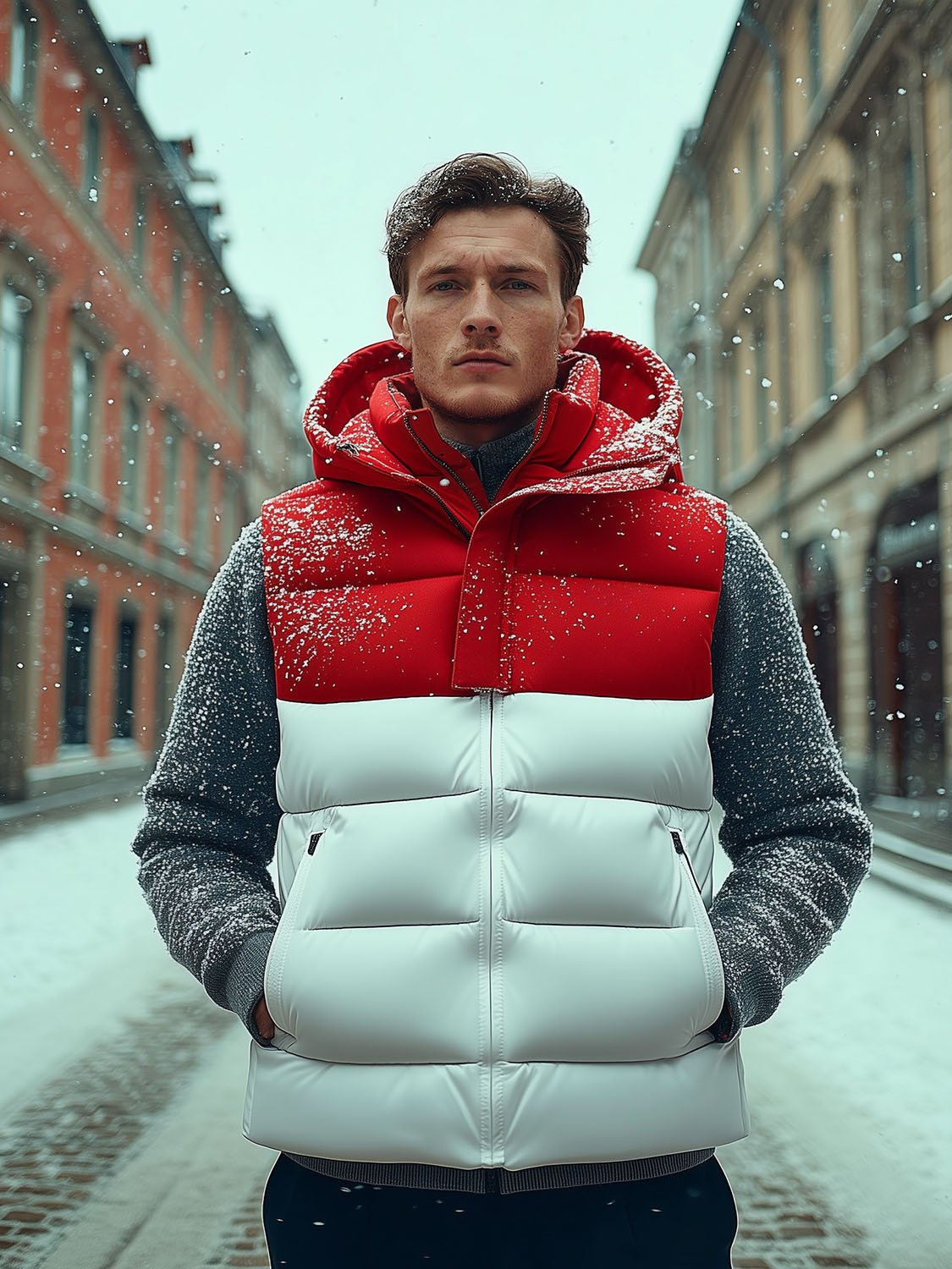 Men's Two-Tone Sleeveless Down Jacket