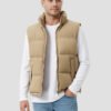 beige sleeveless down jacket for men